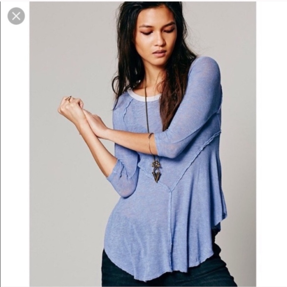 Free People Intimately Free Blue Weekend Top - Picture 3 of 7